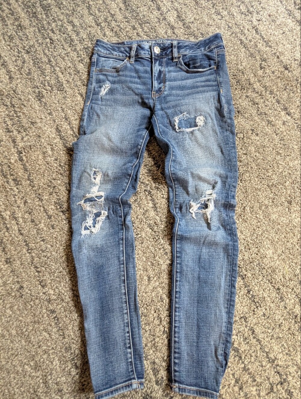 American Eagle Outfitters Women's Ripped Skinny Jeans - Blue
